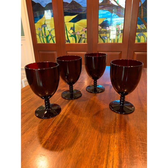 Anchor Hocking Monarch Ruby Red Stemmed Wine Goblets. - Picture 8 of 8
